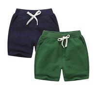 DCUTERQ Enfant Bébé Enfants Solide Coton Sport Jogger Shorts Pantalon Garçons Filles D'été Casual Taille Élastique Pantalon Bleu Marine Vert Armée 3 Ans
