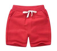 DCUTERQ Enfant Bébé Enfants Solide Coton Sport Jogger Shorts Pantalon Garçons Filles D'été Casual Taille Élastique Pantalon Rouge 5 Ans