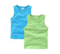 DCUTERQ Enfant Bébé Garçons Filles Solide Débardeurs T-Shirts Gilets Coton D'été sans Manches Gilet Bleu Vert Clair 5 Ans