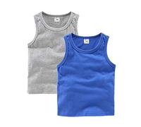 DCUTERQ Enfant Bébé Garçons Filles Solide Débardeurs T-Shirts Gilets Coton D'été sans Manches Gilet Gris Bleu Royal 6 Ans