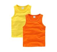 DCUTERQ Enfant Bébé Garçons Filles Solide Débardeurs T-Shirts Gilets Coton D'été sans Manches Gilet Jaune Orange 5 Ans