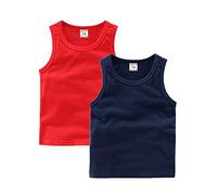 DCUTERQ Enfant Bébé Garçons Filles Solide Débardeurs T-Shirts Gilets Coton D'été sans Manches Gilet Rouge Bleu Marine 5 Ans
