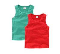 DCUTERQ Enfant Bébé Garçons Filles Solide Débardeurs T-Shirts Gilets Coton D'été sans Manches Gilet Vert Rouge 5 Ans
