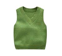 DCUTERQ Enfant Bébé Garçons Solide Couleur V Cou Uniforme Scolaire Chandail Gilet tricoté sans Manches Pull Gilet Vert 4 Ans