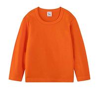 DCUTERQ Enfant Garçons Filles À Manches Longues Ras du Cou T-Shirts De Base Solide Coton Tops Tee vêtements Orange 3 Ans