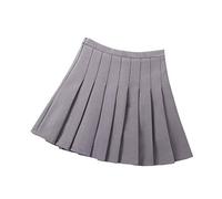 DCUTERQ Filles Enfants De Base Taille Haute Plaine Plissée Jupe École Étudiants Uniforme A-Ligne Mini De Danse Scooters Robe Gris 8-9 Ans