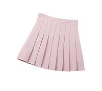 DCUTERQ Filles Enfants De Base Taille Haute Plaine Plissée Jupe École Étudiants Uniforme A-Ligne Mini De Danse Scooters Robe Rose 10-11 Ans