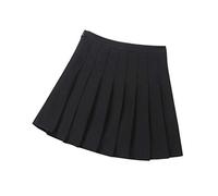 DCUTERQ Filles Enfants De Base Taille Haute Plaine Plissée Jupe École Étudiants Uniforme A-Ligne Mini De Danse Scooters Robe Noir 8-9 Ans