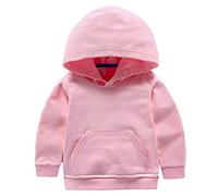 DCUTERQ Garçon Sweats à Capuche Pull Manches Longues Enfants Fille Sweat Shirt Couleur Unie Coton Hoodies avec Poche Rose 3-4 Ans