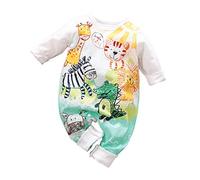 DCUTERQ Infantile Bébé Mignon De Bande Dessinée Animaux Girafe Vaches d'une Seule pièce Barboteuse Coton À Manches Longues Salopette Body Les Animaux Verts 18-24 Mois