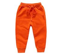 DCUTERQ Pantalon de Survêtement pour Garcon Enfant Bas de Jogging Sport Coton Pantalons Elastique avec Ceinture Orange 6-7 Ans