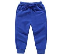 DCUTERQ Pantalon de Survêtement pour Garcon Enfant Bas de Jogging Sport Coton Pantalons Elastique avec Ceinture Bleu 4-5 Ans