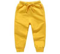 DCUTERQ Pantalon de Survêtement pour Garcon Enfant Bas de Jogging Sport Coton Pantalons Elastique avec Ceinture Jaune 6-7 Ans
