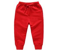 DCUTERQ Pantalon de Survêtement pour Garcon Enfant Bas de Jogging Sport Coton Pantalons Elastique avec Ceinture Rouge 3-4 Ans