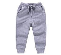 DCUTERQ Pantalon de Survêtement pour Garcon Enfant Bas de Jogging Sport Coton Pantalons Elastique avec Ceinture Gris 3-4 Ans