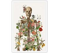Dcvjiy Poster squelette de fleur rétro - Anatomie humaine médicale - Gothique - Art romantique - Fleurs - Plantes - Cadeau de médecin - Squelette d'Halloween - Pour école de médecine, bureau,