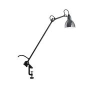 DCW Lampe Gras No 201 Lampe à étau noire, abat-jour rond, chrome