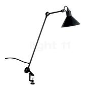 DCW Lampe Gras No 201 Lampe à étau noire, abat-jour conique noir/blanc
