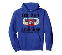 DD-214 US Army 82nd Airborne T-Shirt Militaire vétéran Sweat à Capuche, Unisexe pour Adultes, Bleu Royal, XL