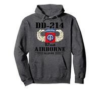 DD-214 US Army 82nd Airborne T-Shirt Militaire vétéran Sweat à Capuche, Unisexe pour Adultes, Chiné Foncé, S