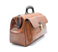 DD Firenze D&D - Sacoches médicaux en cuir véritable anglais Man - D&D0203 Bicolor - Fabriqué en Italie (Miele-Testa di Moro)