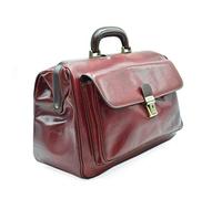 DD Firenze D&D - Sacoches médicaux en cuir véritable anglais Man - D&D0203 Bicolor - Fabriqué en Italie (Rosso-Marrone)