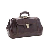DD Firenze Sac Médecin en Cuir Véritable - D&D0202 - Marron - Made in Italy (Marron Foncé)