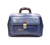 DD Firenze Sacs Médecin en Cuir - D&D0203 Bicolor - Bleu-Marron - Made in Italy (Bleu-Marron)