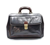 DD Firenze Sacs Médecin en Cuir - D&D0203 Bicolor - Bleu-Marron - Made in Italy (Noir-Marron)