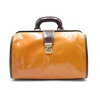 DD Firenze Sacs Médecin en Cuir Véritable - D&D0205 Bicolor - Made in Italy (Jaune-Marron)