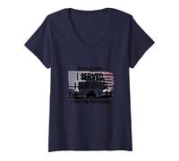 DD214 Alumni : I Served, I Survived, I Have The Paperwork T-Shirt avec Col en V, Femme, Bleu Marine, XXL