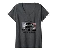DD214 Alumni : I Served, I Survived, I Have The Paperwork T-Shirt avec Col en V, Femme, Chiné Foncé, S