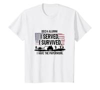 DD214 Alumni : I Served, I Survived, I Have The Paperwork T-Shirt, Enfant, Blanc, 10 Ans