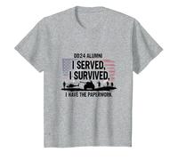 DD214 Alumni : I Served, I Survived, I Have The Paperwork T-Shirt, Enfant, Gris Chiné, 3 Ans