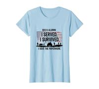 DD214 Alumni : I Served, I Survived, I Have The Paperwork T-Shirt, Femme, Bleu Céleste, S
