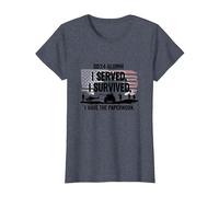 DD214 Alumni : I Served, I Survived, I Have The Paperwork T-Shirt, Femme, Bleu Chiné, M