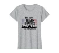 DD214 Alumni : I Served, I Survived, I Have The Paperwork T-Shirt, Femme, Gris Chiné, S