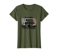 DD214 Alumni : I Served, I Survived, I Have The Paperwork T-Shirt, Femme, Olive, L