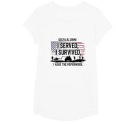 DD214 Alumni : I Served, I Survived, I Have The Paperwork T-Shirt, Fille, Blanc, S