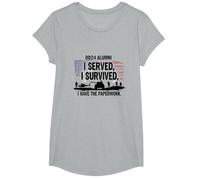 DD214 Alumni : I Served, I Survived, I Have The Paperwork T-Shirt, Fille, Gris Chiné, XS
