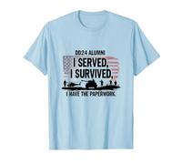 DD214 Alumni : I Served, I Survived, I Have The Paperwork T-Shirt, Homme, Bleu Céleste, M