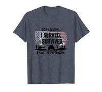 DD214 Alumni : I Served, I Survived, I Have The Paperwork T-Shirt, Homme, Bleu Chiné, XL