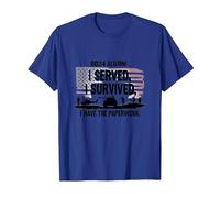 DD214 Alumni : I Served, I Survived, I Have The Paperwork T-Shirt, Homme, Bleu Royal, 3XL
