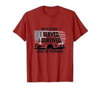 DD214 Alumni : I Served, I Survived, I Have The Paperwork T-Shirt, Homme, Canneberge, S