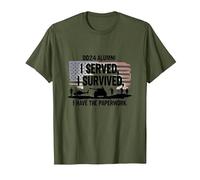 DD214 Alumni : I Served, I Survived, I Have The Paperwork T-Shirt, Homme, Olive, S