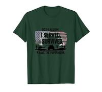 DD214 Alumni : I Served, I Survived, I Have The Paperwork T-Shirt, Homme, Vert Forêt, XXL