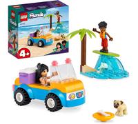 DDA-41725 Friends La Journée à la Plage en Buggy, Jouet avec Voiture, Planche de Surf, Mini-Poupées, Plus Figurines d'animaux Dauphin et Chien, pour Enfants, Filles et Garçons Dès 4 Ans