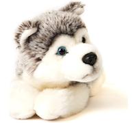 DDA-- Chiot Husky Gris, couché - 23 cm (Longueur) - Chien en Peluche, Animal de Compagnie - Peluche, Doudou