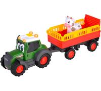 DDA-Dickie - ABC - Tracteur Fendt + Remorque - Figurine Vache - Fonctions Sonores et Lumineuses - 204115011