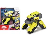 DDA-Dickie Rescue Hybrids Spider Tank ¿ Véhicule Vert Citron Fluo 4x4 avec précision à l'échelle 1:64, 12 cm, Transparent